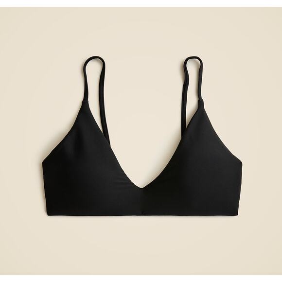 J.Crew Classic Sculpt Lana Bikini Top SZ S Black V-Neck Removable Pad Adjustable - Picture 3 of 9